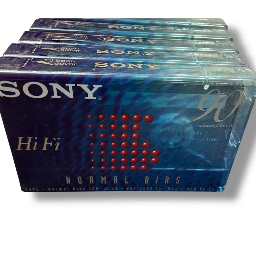 Sony Blank Audio Cassette Tape Lot x6 Hi-Fi Normal Bias Type I 90/60 Min Sealed